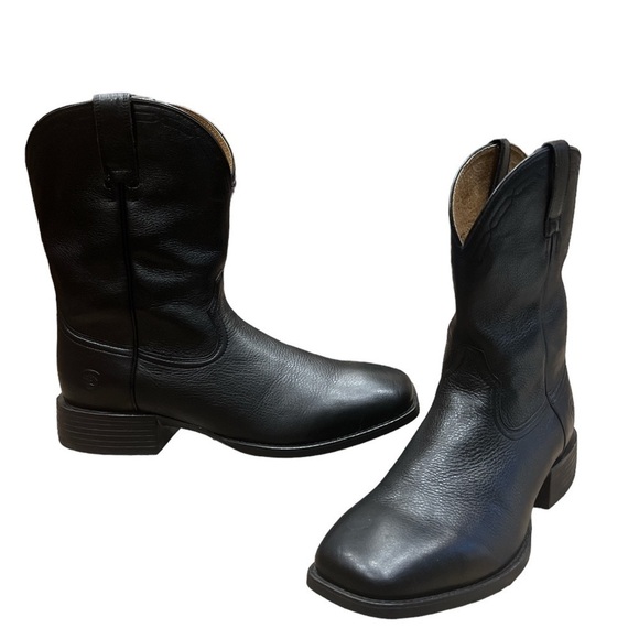 Ariat Heritage Roper Wide Square Toe Black Deertan 12D Like New - Picture 4 of 9